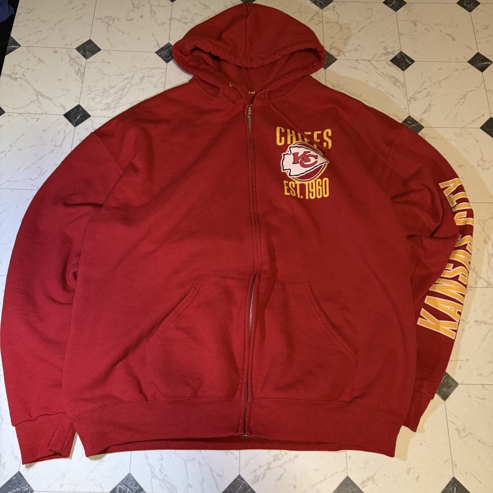 Kansas City Chiefs Zip Hoodie Mens XL Red NFL Team Apparel Sweatshirt